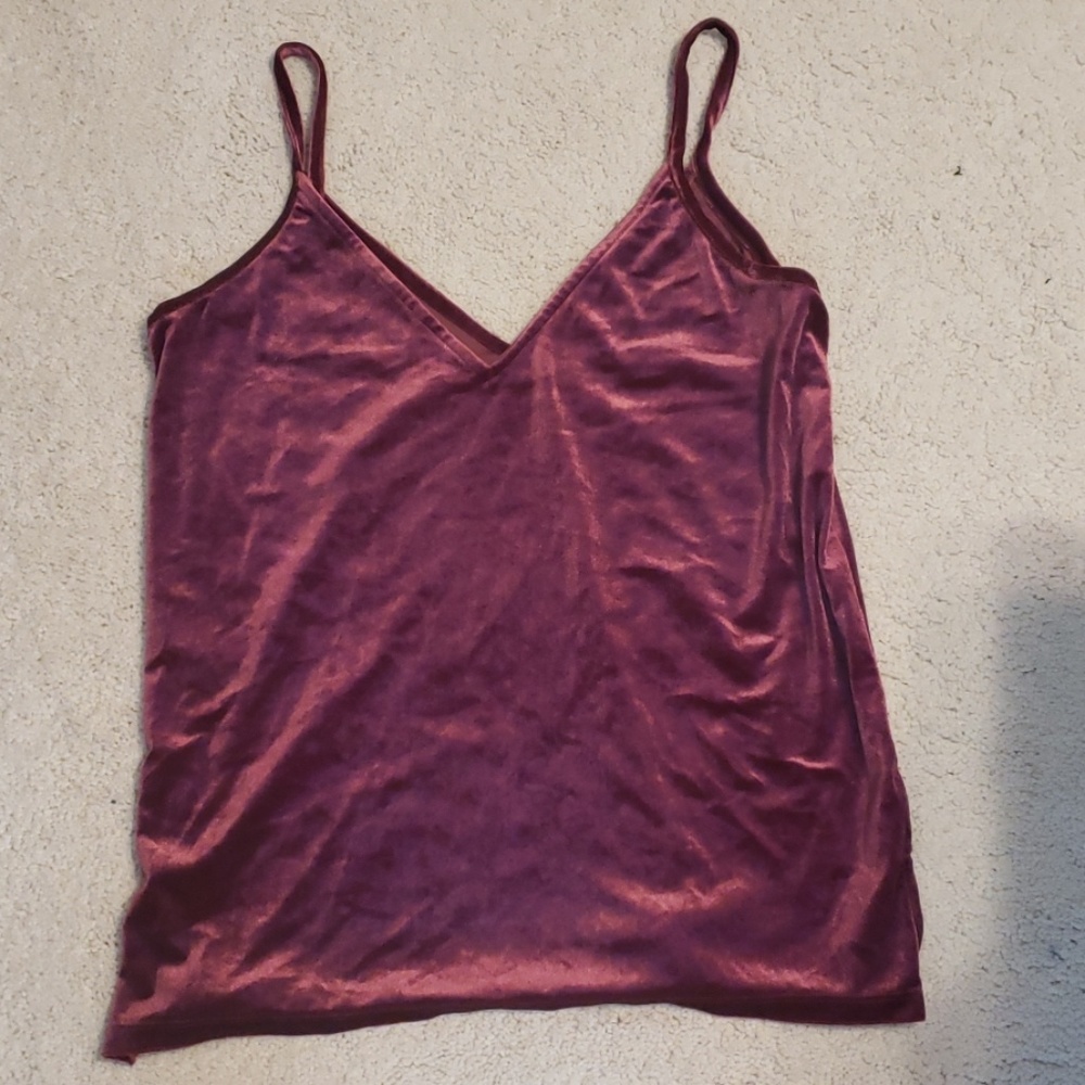 Maroon Velvet V-Neck Tank Top